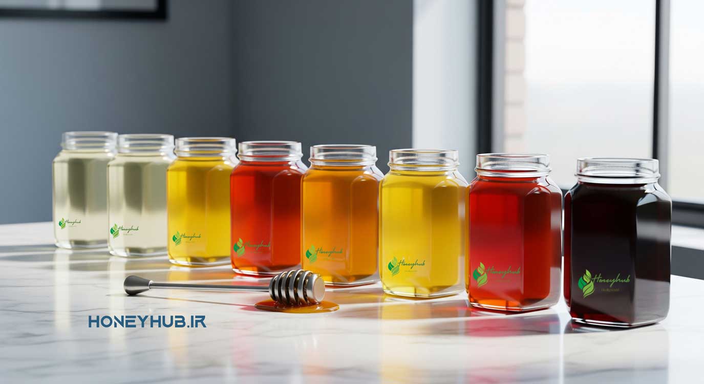 The color spectrum of various honeys from light to dark